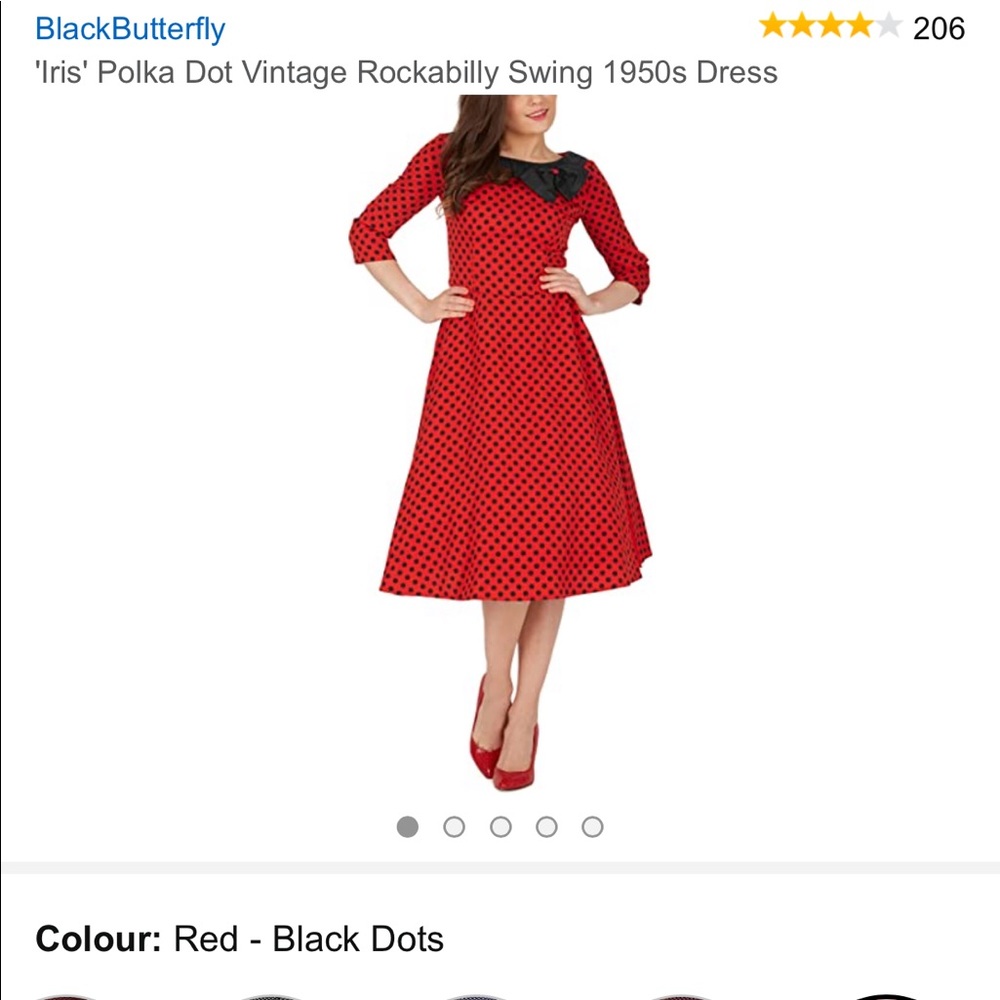 BlackButterfly Red & Black Polka Dot 50s Dress